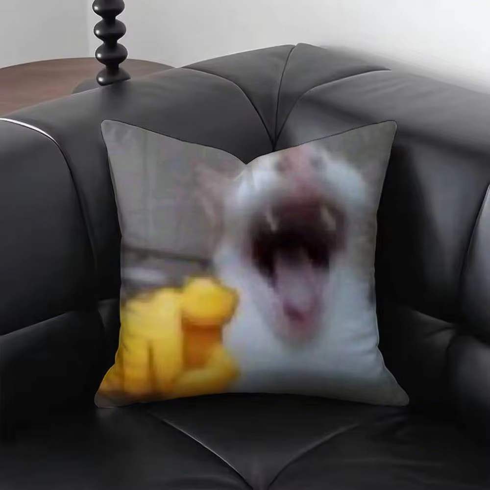 Home Decor Emoji - 面白い猫 M-Meme 枕カバー 絵文字プリント クッションケース 抽象デザイン