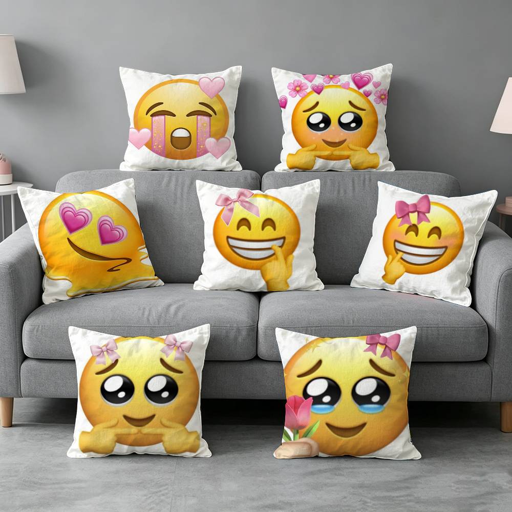 Home Decor Emoji - 春の絵文字枕カバー ソフトマイクロファイバー枕カバー ホームソファ装飾 サプライズ装飾プリント。