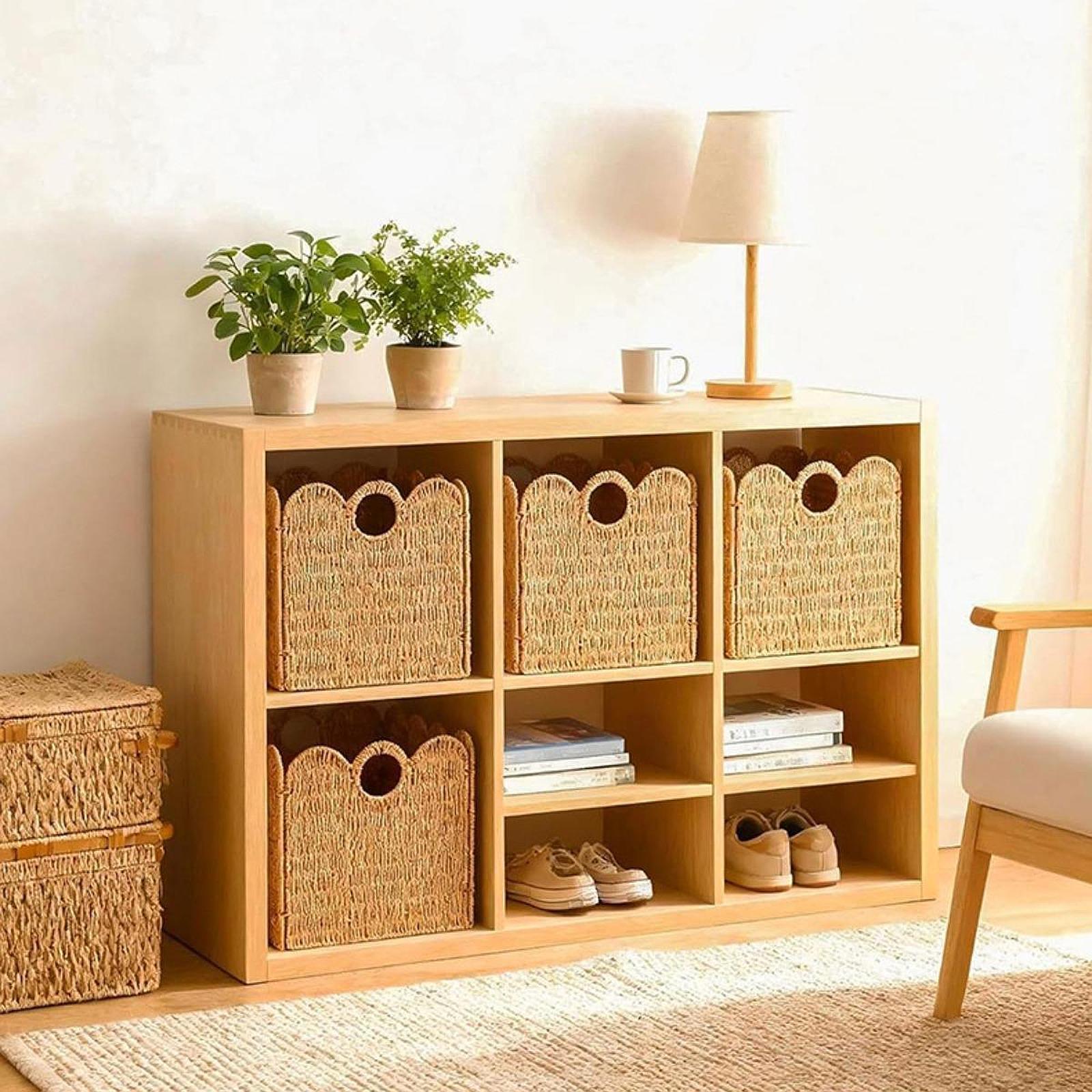 Home Decor Hampers - 収納バスケットホルダー手作りDIY装飾紙ロープバスケット織りかご箱折りたたみ式収納箱寝室家庭用