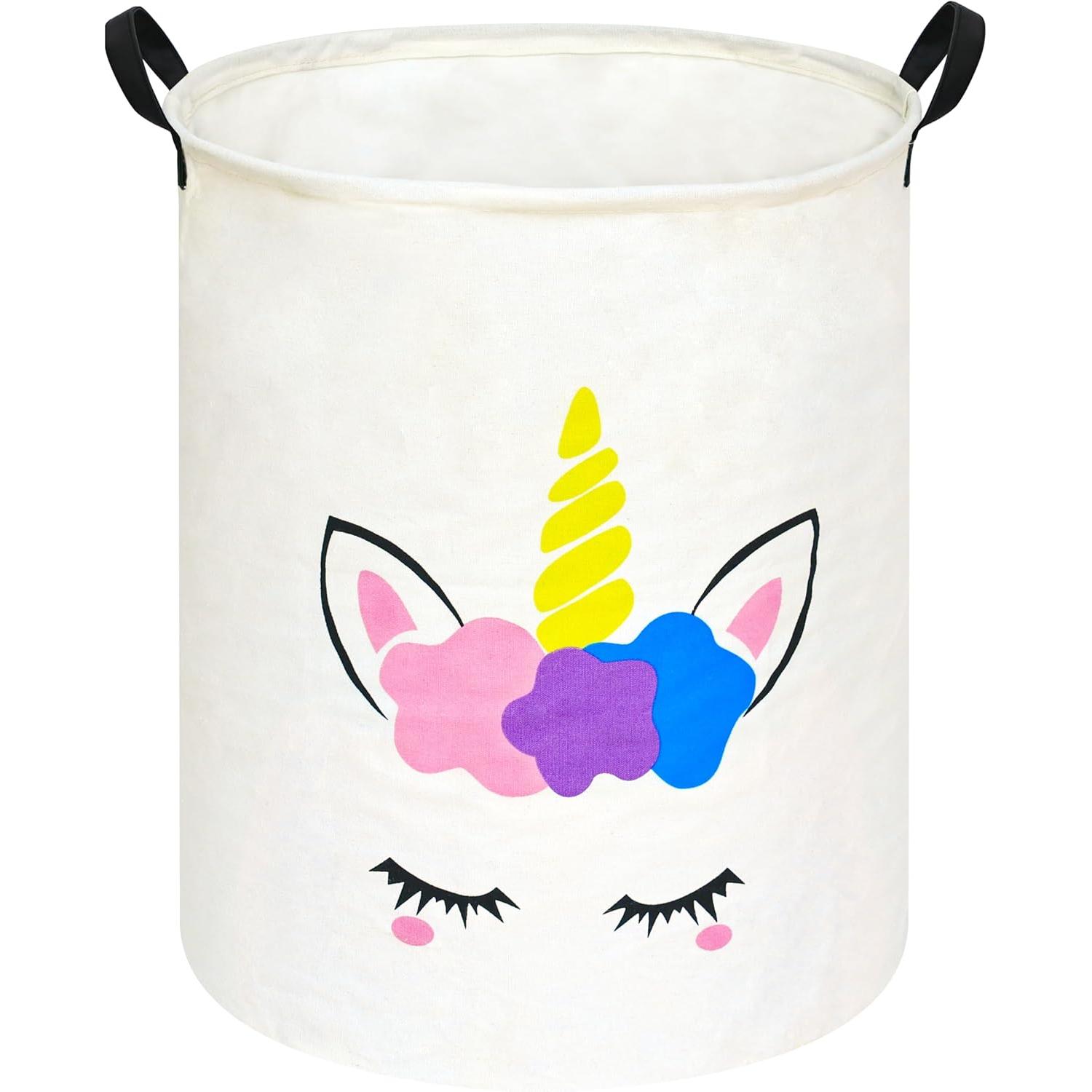 Home Decor Hampers - ユニコーン柄丸型ランドリーバスケット収納箱、子供部屋用バスケット、ギフトバスケット、ホームオフィス、ホームデコレーション用