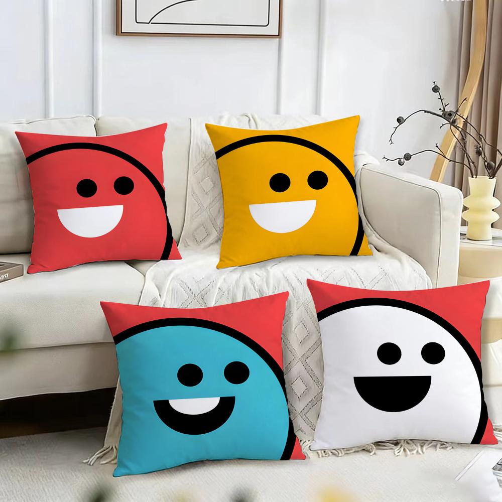 Home Decor Emoji - かわいい笑顔で幸せな絵文字クッションカバー枕カバーショートプラッシュクッションカバー正方形のクッションカバーソファ家の装飾