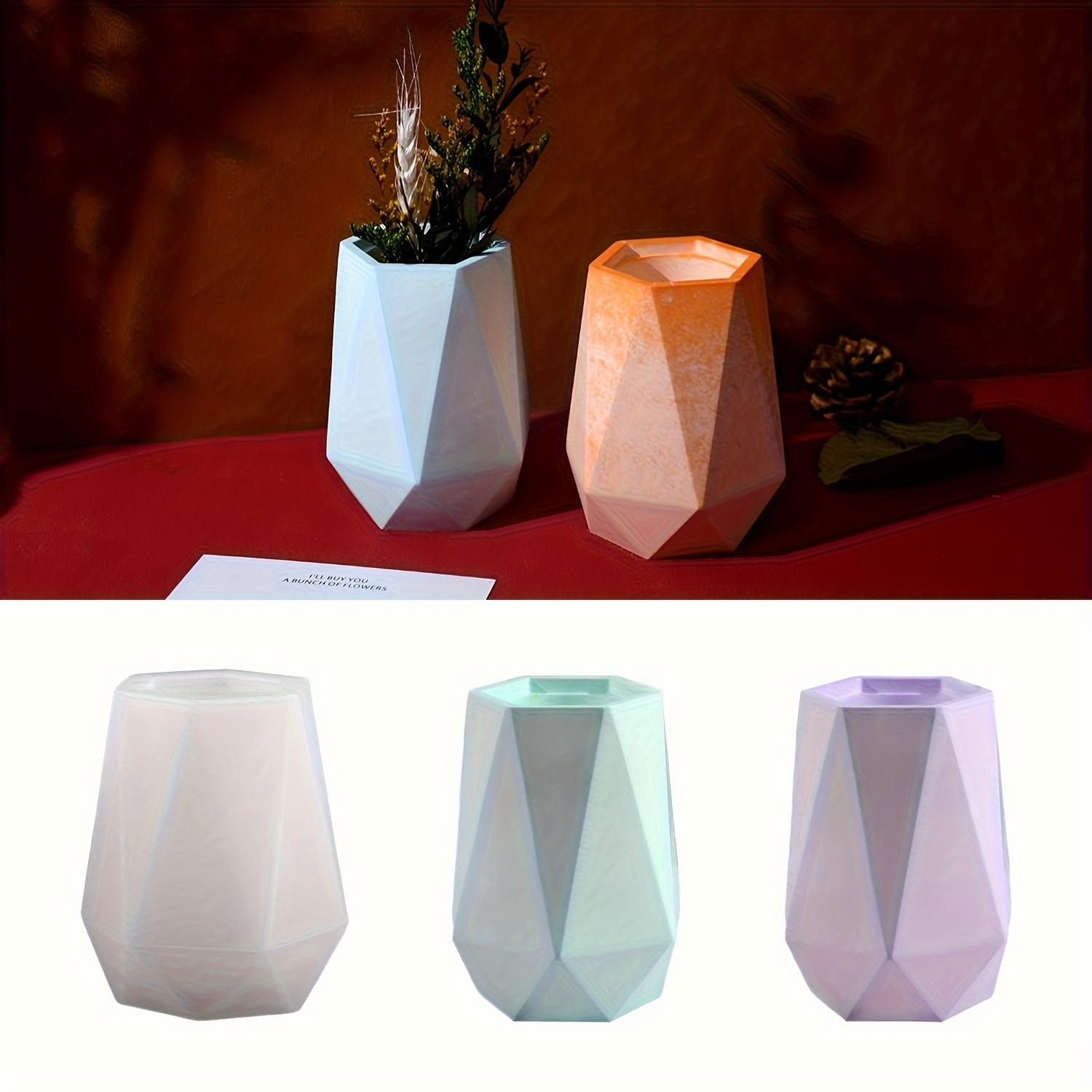 Home Decor Handicraft - DIY6 サイドカットサイド花瓶シリコンモールド 石膏フラワーアレンジメント装飾 大胆でエレガントな多機能収納 ホームデコレーション ドロップグルー工芸品