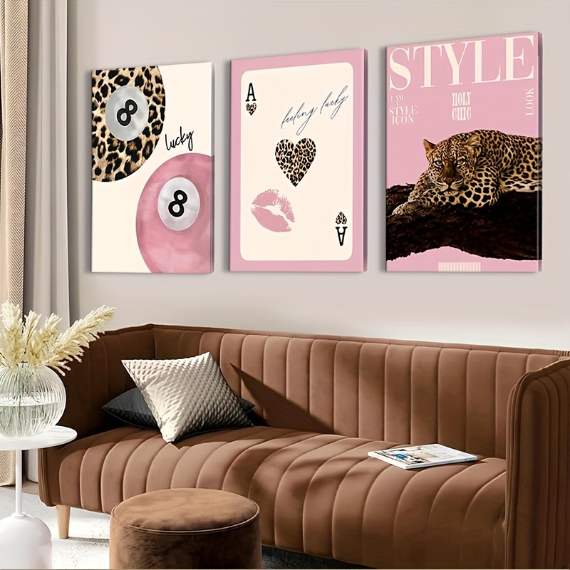 Home Decor Youtube - 3ピース レオパード チーター キャンバス ウォールアート プリント、フレームなし