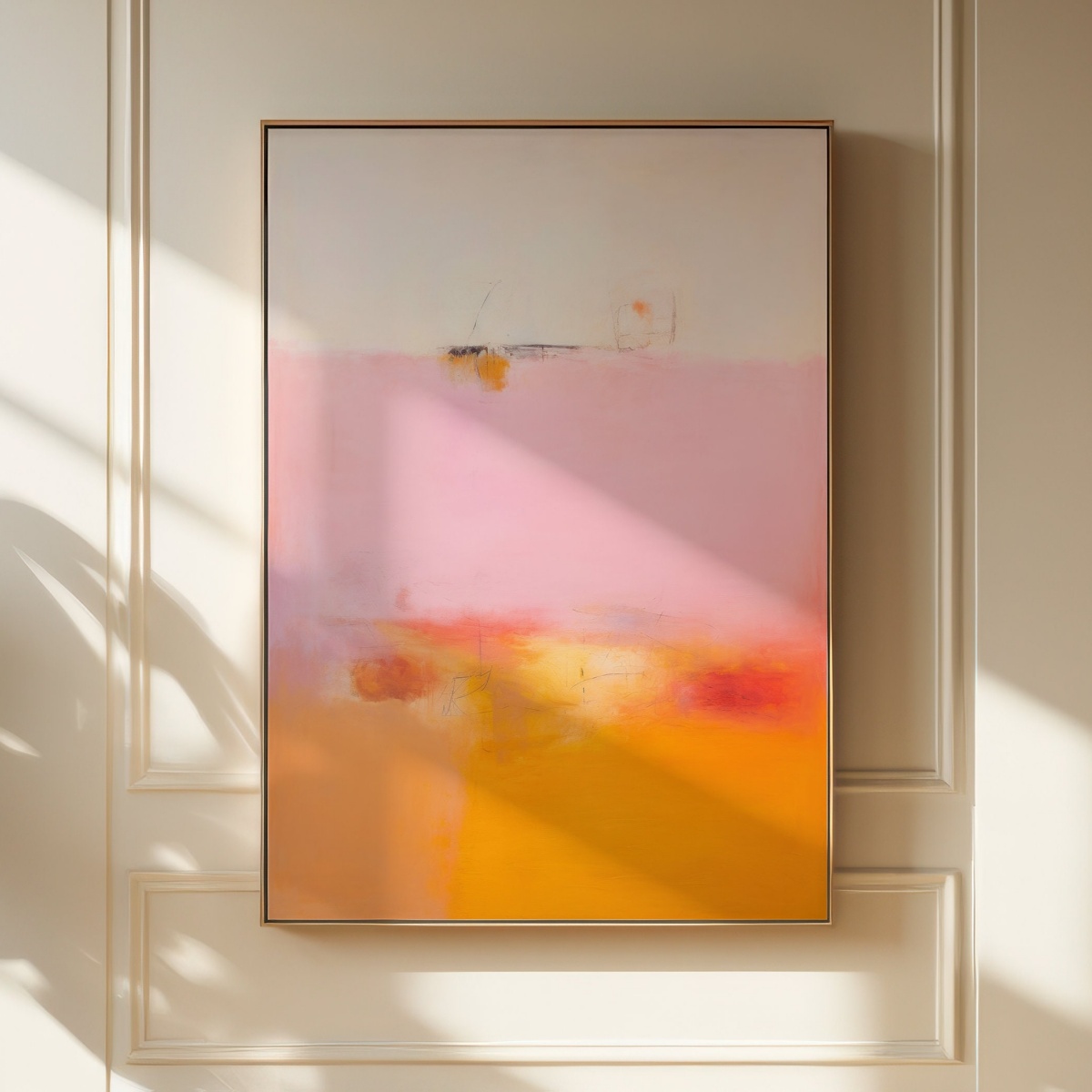 Home Decor Aesthetic Pinterest - ピンクオレンジ抽象キャンバスプリントポスターモダンミニマリズムカラフルなアートプリントリビングルーム寝室の壁アート家の装飾ポスター