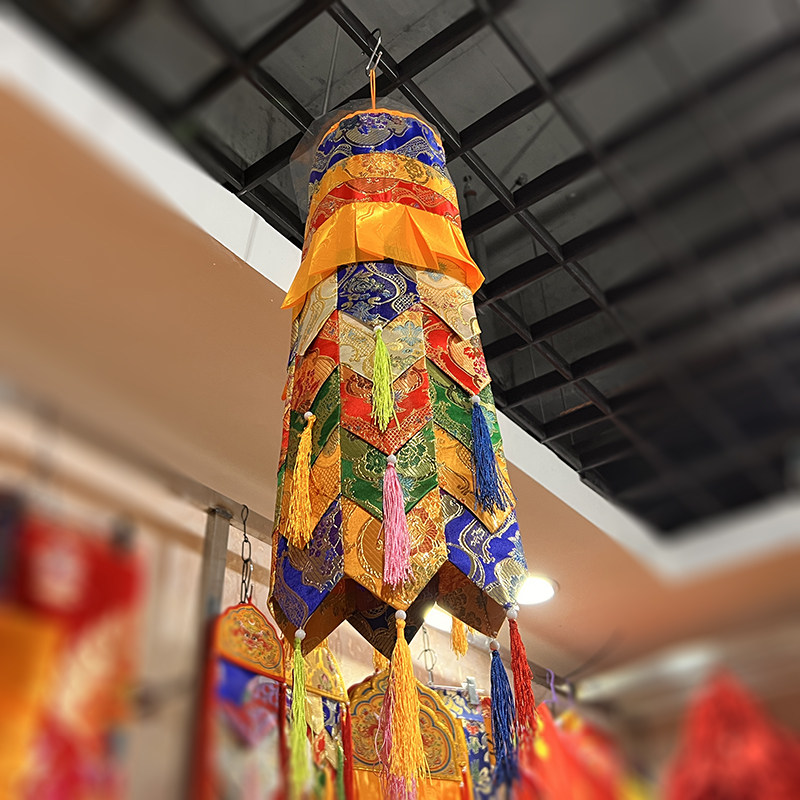 Home Decor Handicraft - 65*15 センチメートル手作りペンダントチベットタントラ仏教ホール装飾多色勝利旗チベット家庭用宗教用品
