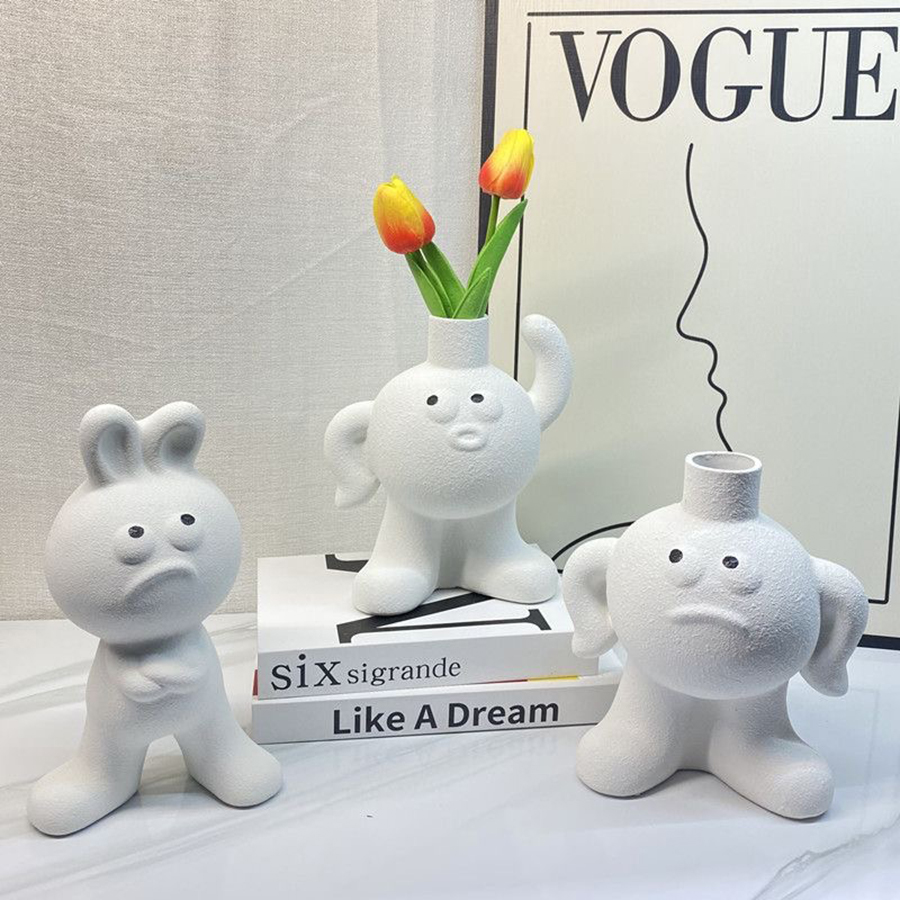Home Decor Emoji - かわいい絵文字管状花瓶,クリエイティブなセラミック花瓶,カワイイ花瓶,室内装飾,芸術的な装飾,ギフト