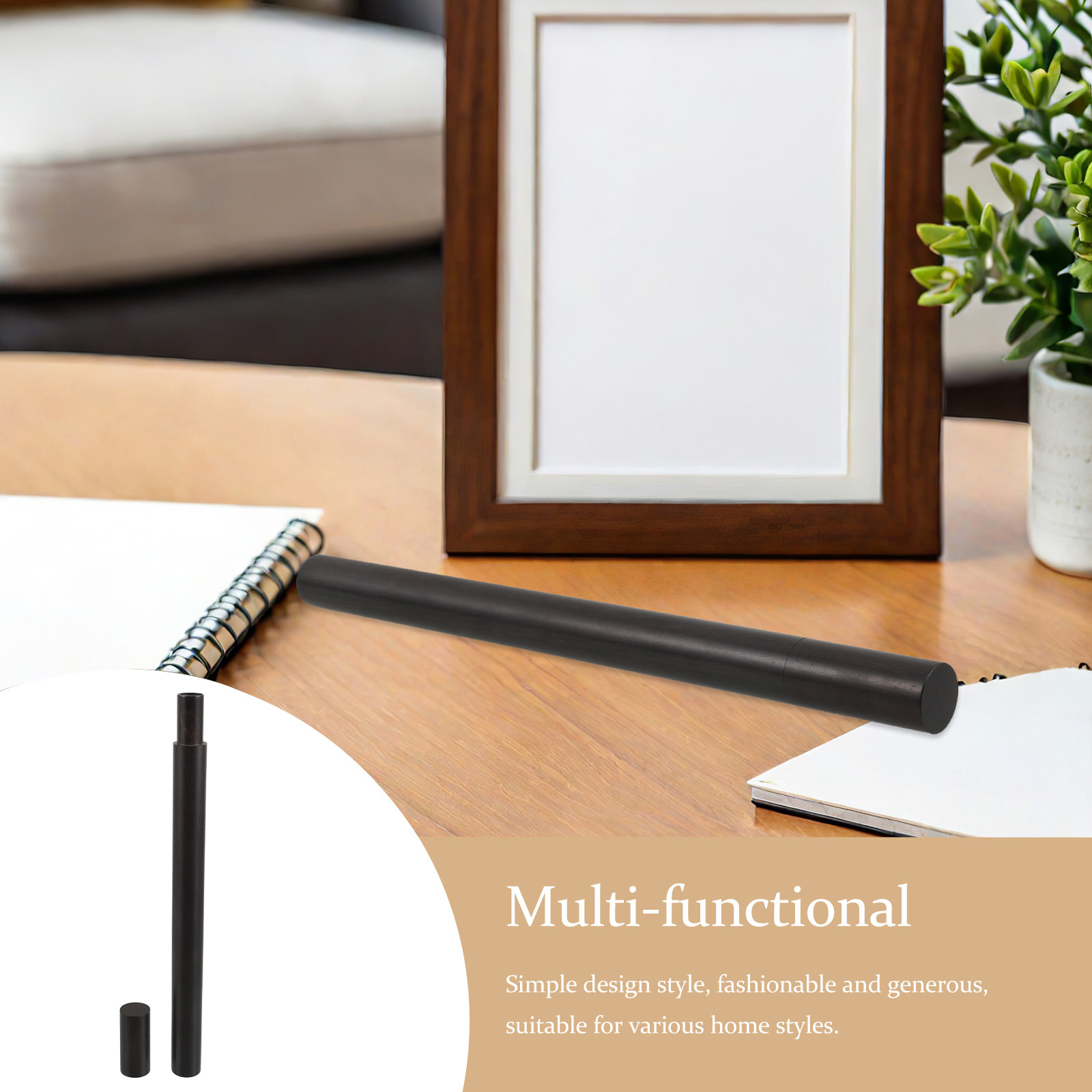 Home Decor Youtube - 木製インセンススティックホルダー 黒檀 天然木目 密閉型アロマセラピーウッドチューブ スティックインセンス収納ジャー ホームデコレーション