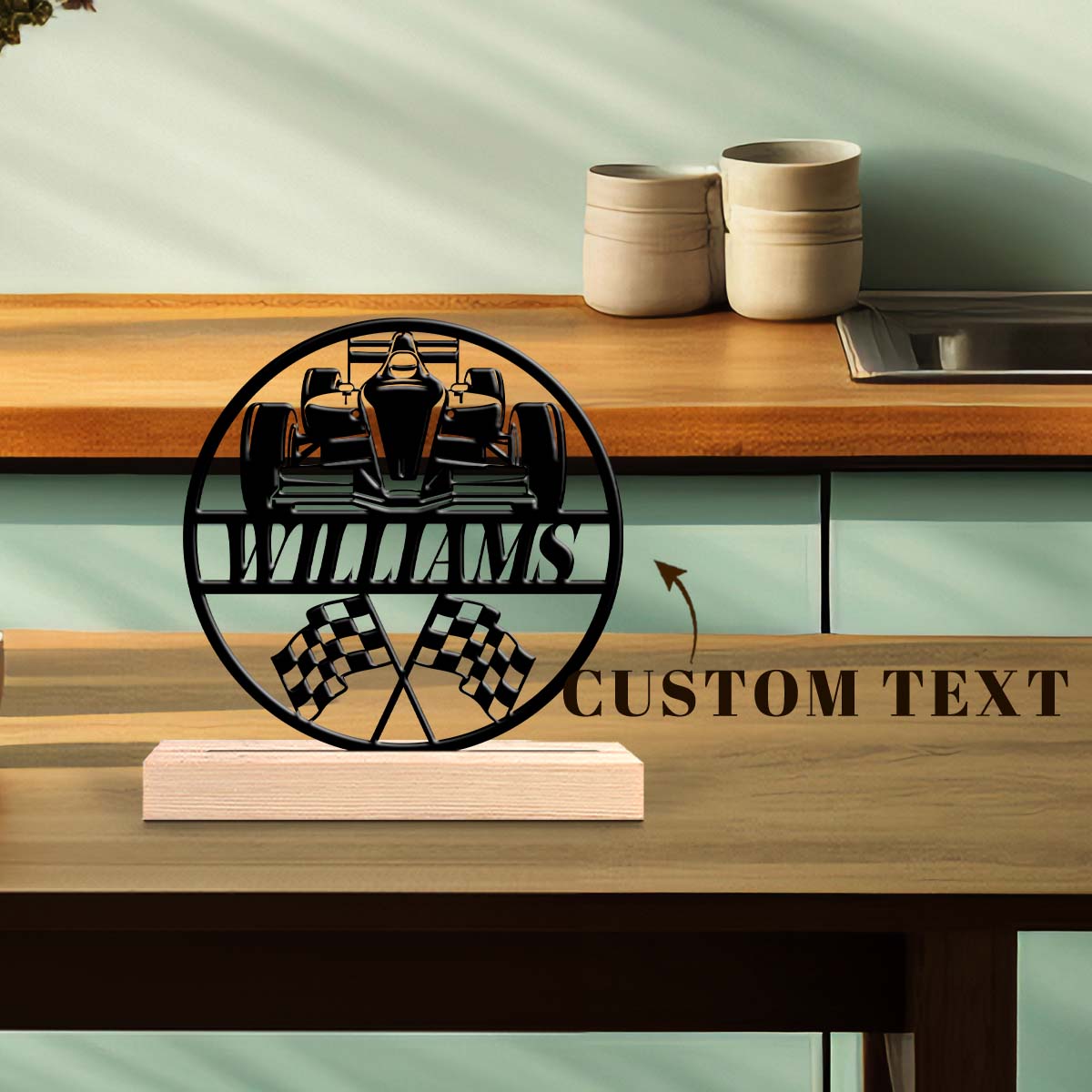 Home Decor Handicraft - 1個のカスタマイズされた金属製手工芸品装飾品、木製ベース付き、家庭やオフィスの装飾に最適
