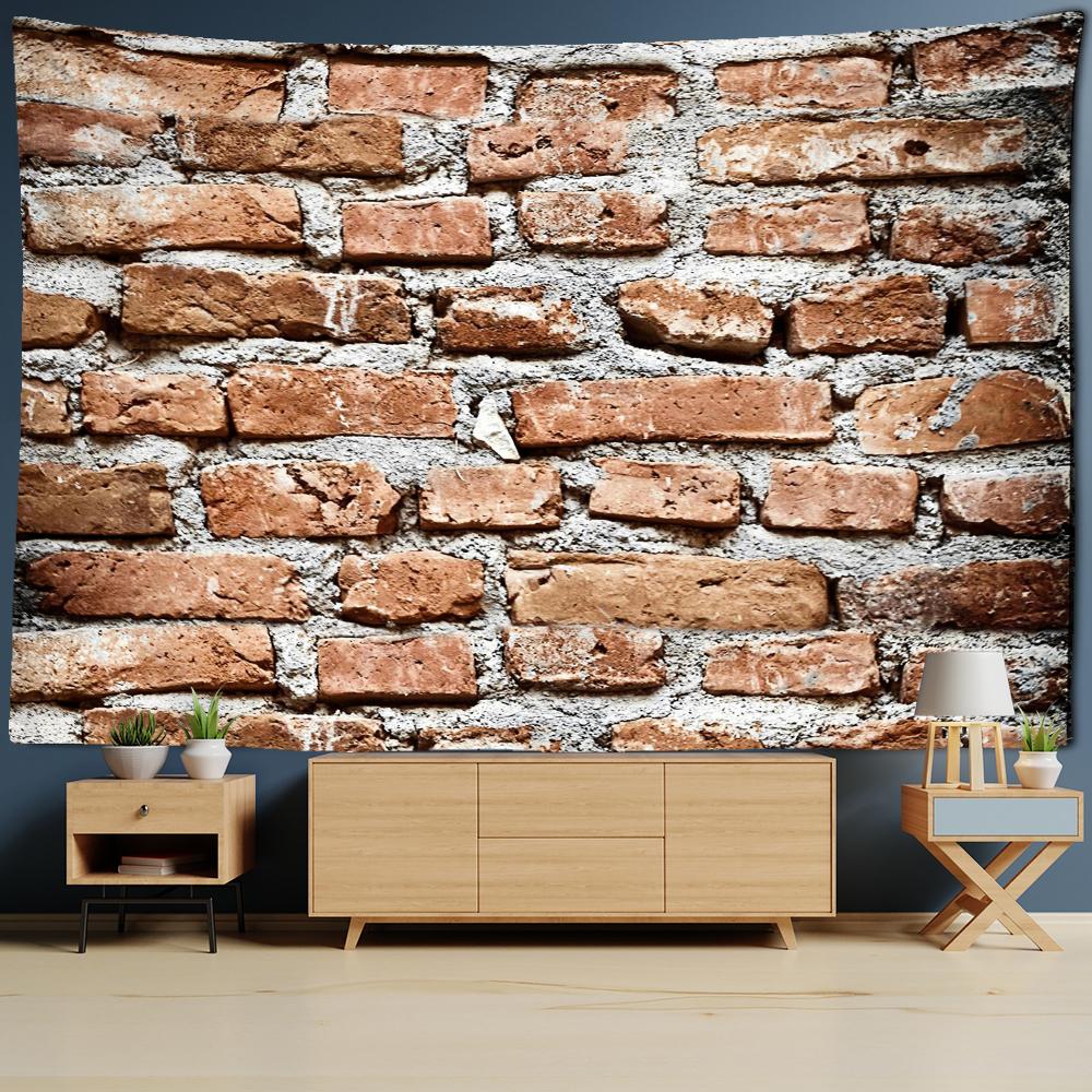 Home Decor Hippie - ヴィンテージ風レンガと石模様の壁掛けタペストリー - サイケデリックな魔術ヒッピースタイルの家の装飾