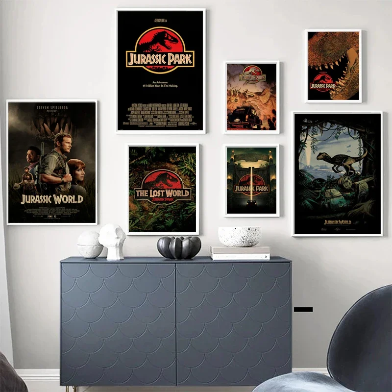 Home Decor Essentials - 映画ポスター ヴィンテージポスターとプリント リビングルーム用ウォールアート写真 ホームデコレーション 恐竜キャンバス絵画 ジュラシックパーク