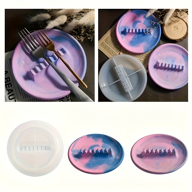 Home Decor Handicraft - 食器収納プレートシリコンモールド石膏アロマセラピーデコレーション紫模様多機能収納ホームデコレーションドロップグルー工芸品