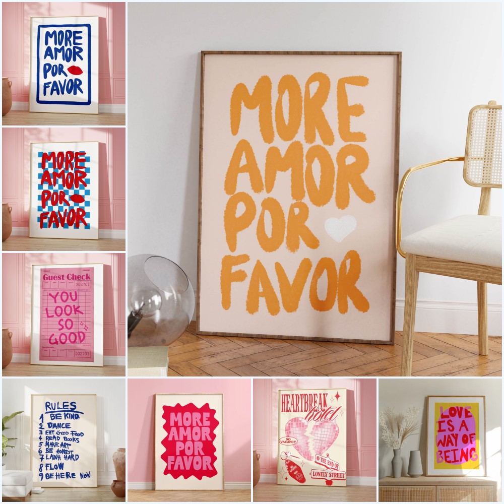 Home Decor Aesthetic Pinterest - マキシマリストモアアモールポール親切なルーラー愛の引用あなたはとても素敵に見えます壁アートキャンバス絵画ポスターリビングルームの家の装飾