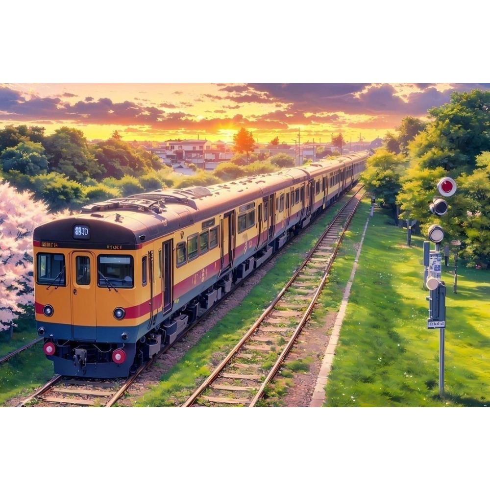 Home Decor Under 500 - 500/1000/1200/2000ピース パズル 夕日下の列車 ジグソーパズル レジャーとリラクゼーション モダンな家の壁の装飾