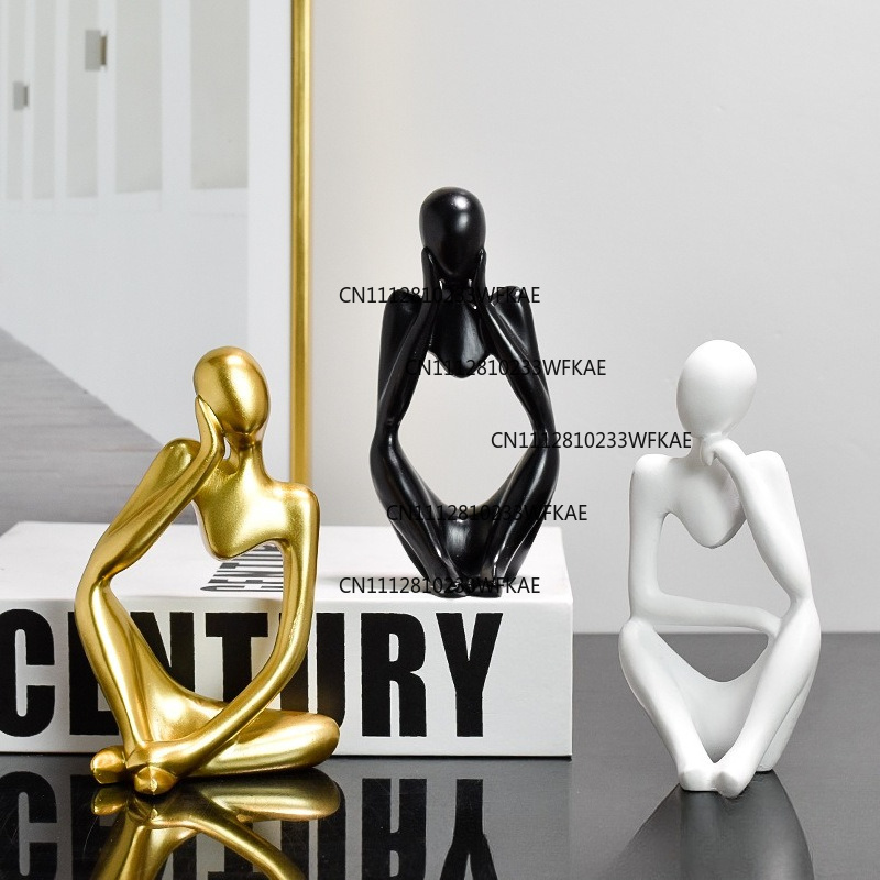 軽奢でクリエイティブなミニ思考像、左右の樹脂製工芸品、家のリ - Home Decor Handicraft のレビューと価格