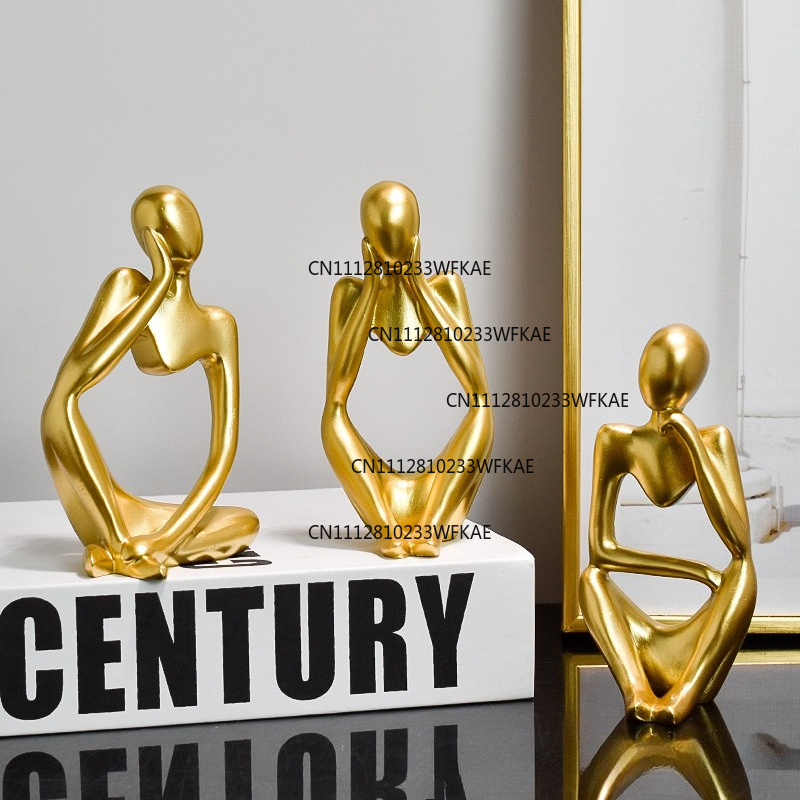 軽奢でクリエイティブなミニ思考像、左右の樹脂製工芸品、家のリ - Home Decor Handicraft のレビューと価格