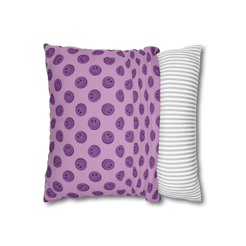 VIKAMA パープルスマイルクッションカバーミニマリスト絵 - Home Decor Emoji のレビューと価格