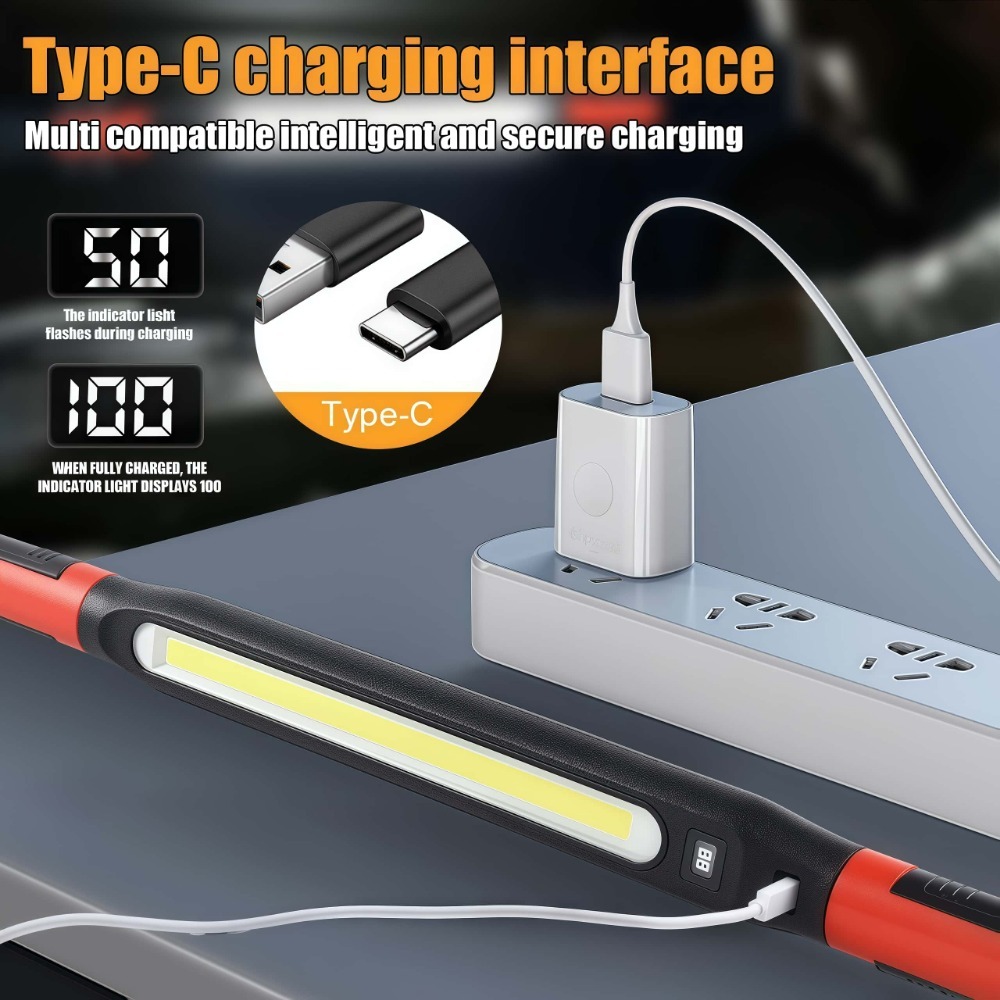 COB LED ワークライト USB 充電式磁気フック多機能 - Led Strip Lights のレビューと価格