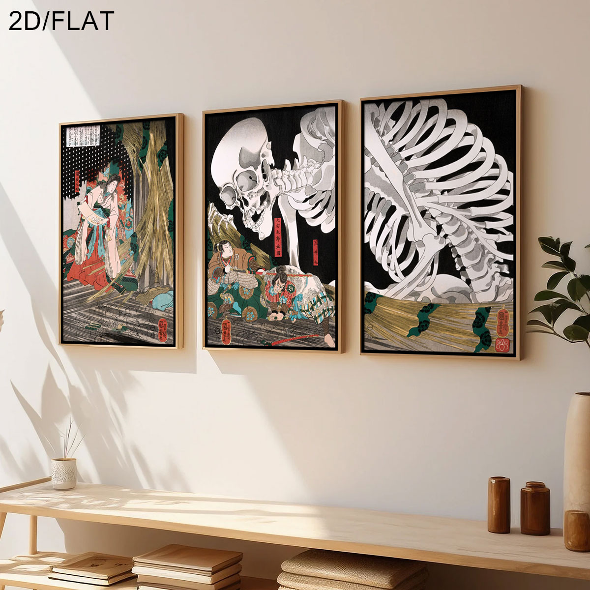 3 個のレトロな日本のタキヤシャ魔女とスケルトン幽霊キャンバ - Home Decor Youtube のレビューと価格