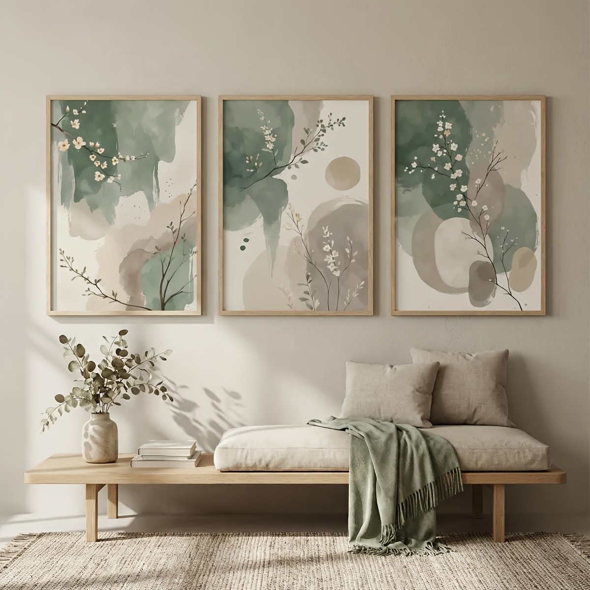 3ピース 日本風植物キャンバスウォールアート フレームレス抽 - Home Decor Youtube のレビューと価格