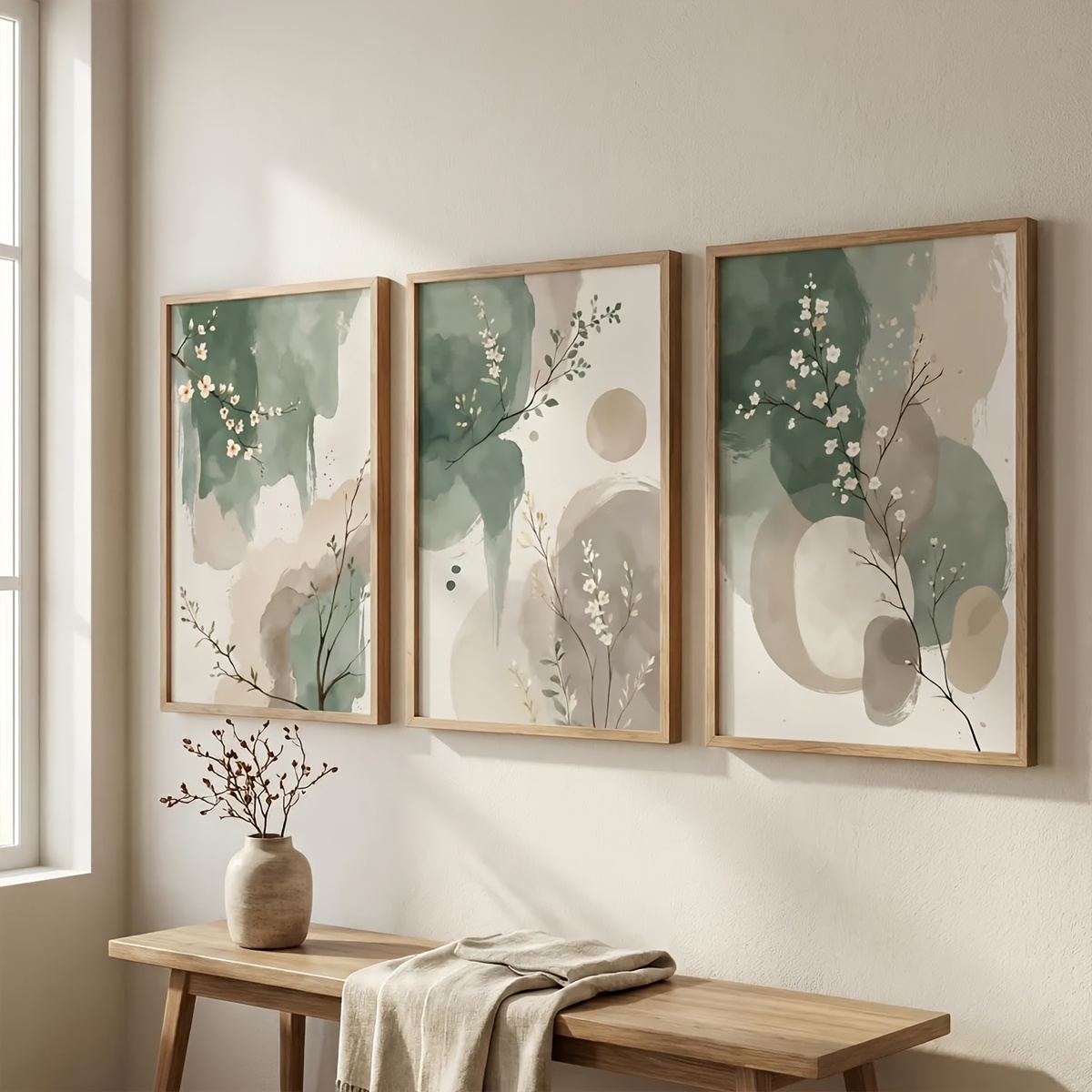 3ピース 日本風植物キャンバスウォールアート フレームレス抽 - Home Decor Youtube のレビューと価格