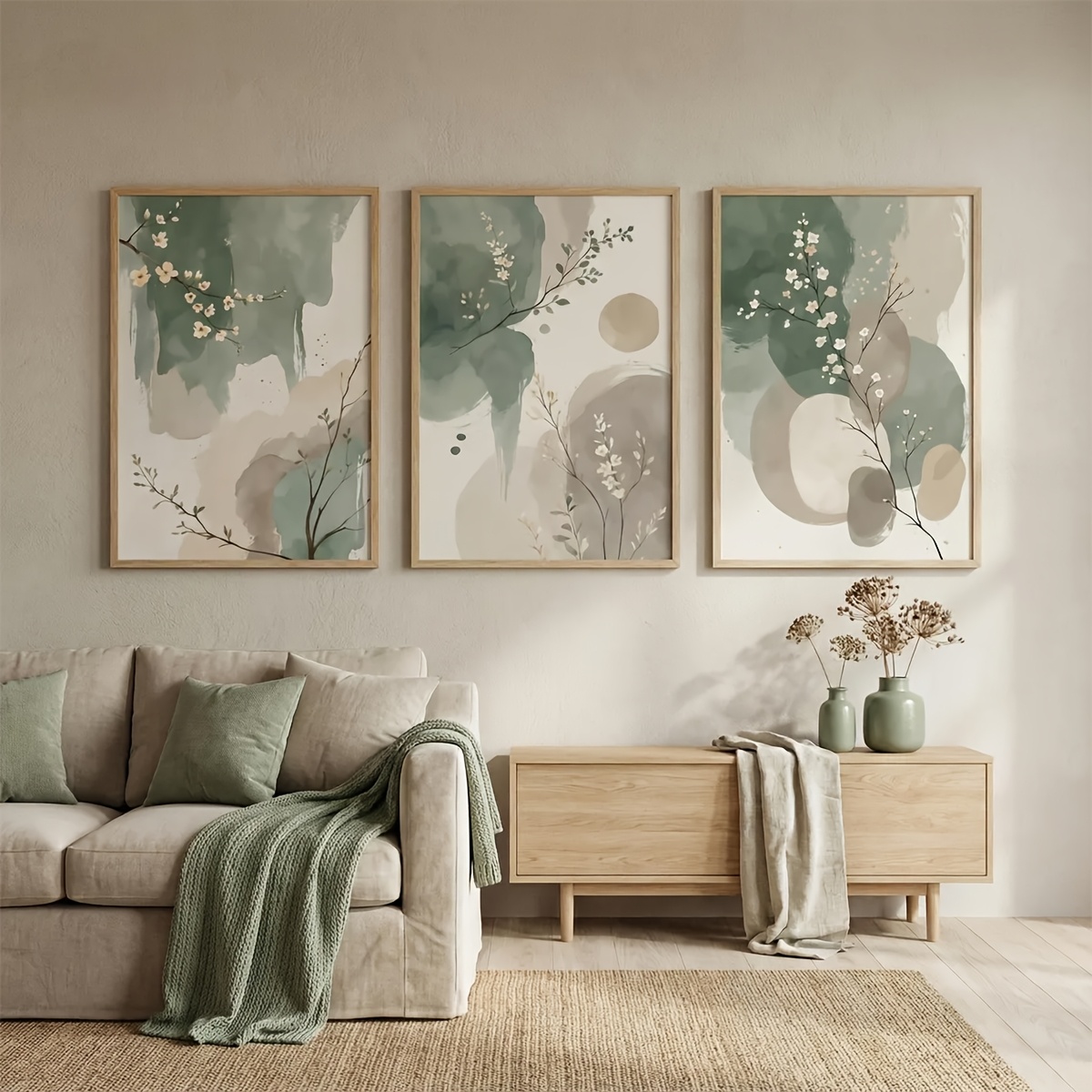 3ピース 日本風植物キャンバスウォールアート フレームレス抽 - Home Decor Youtube のレビューと価格