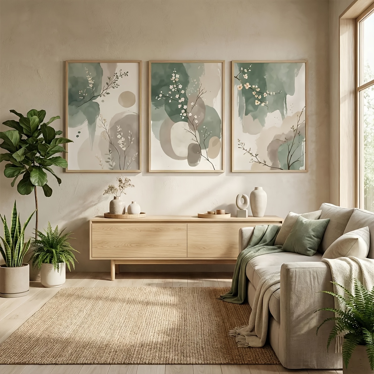 3ピース 日本風植物キャンバスウォールアート フレームレス抽 - Home Decor Youtube のレビューと価格