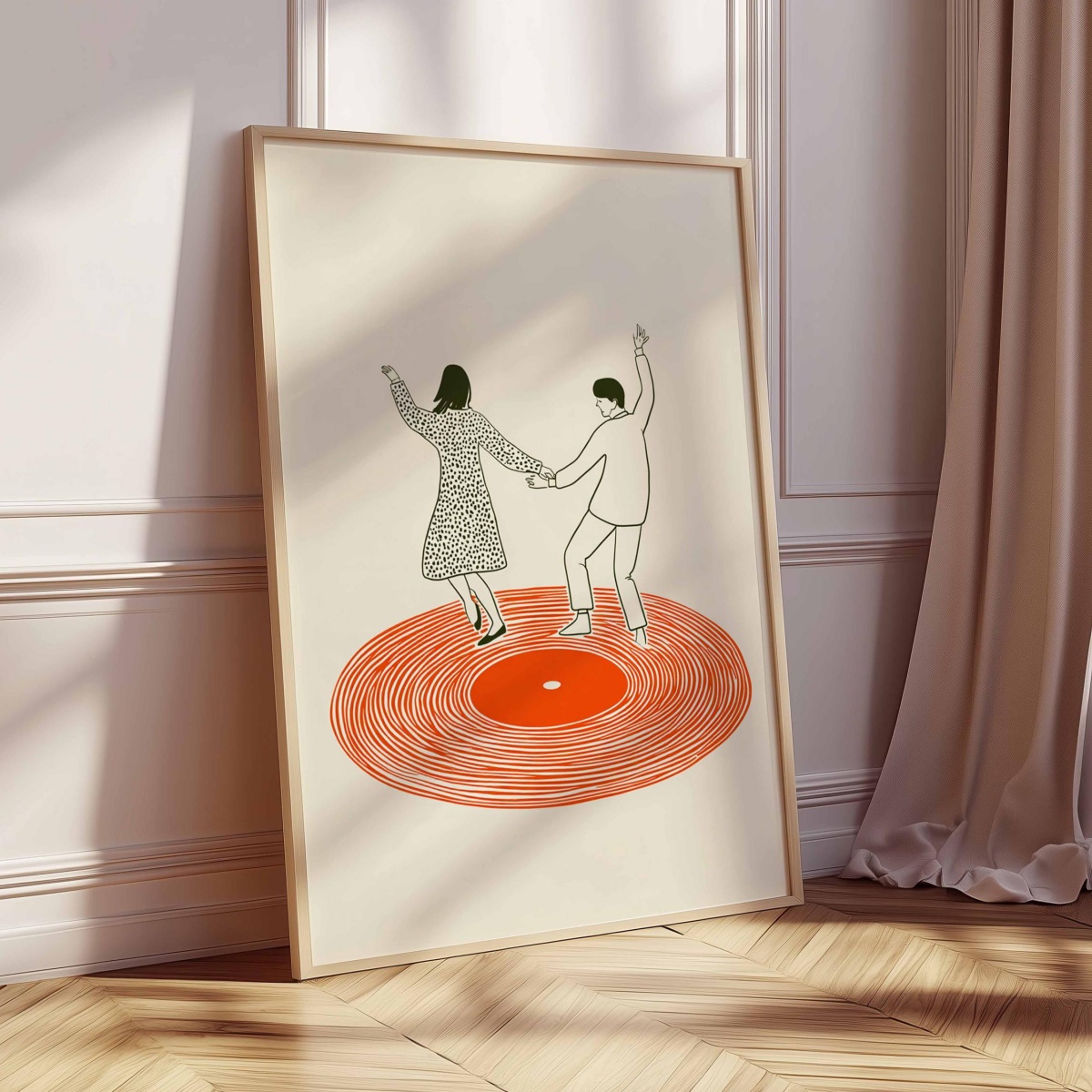 レトロレコードプレーヤー踊るカップルキャンバスプリントポスタ - Home Decor Aesthetic Pinterest のレビューと価格