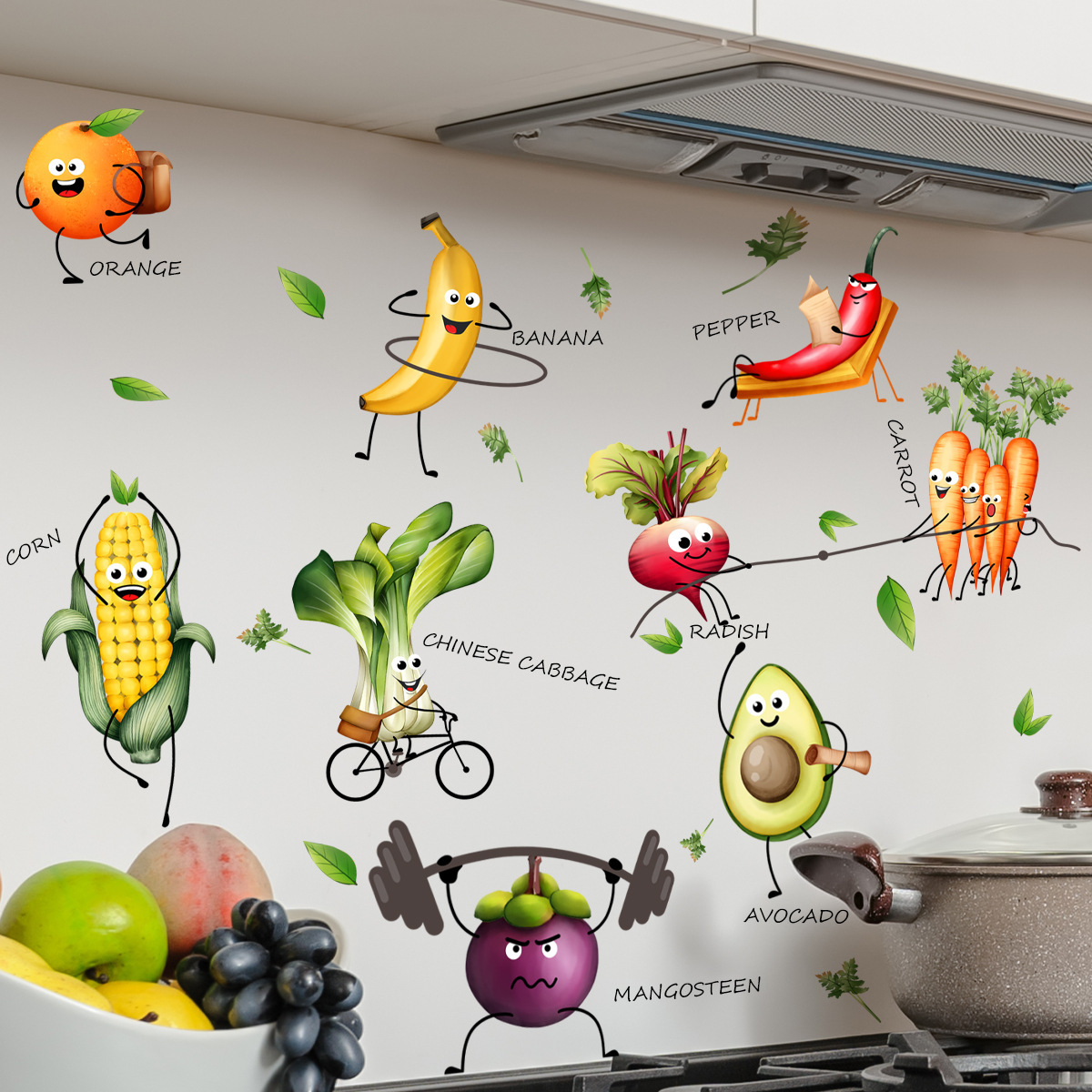 漫画絵文字フルーツウォールステッカー背景家の装飾ウォールステ - Home Decor Emoji のレビューと価格