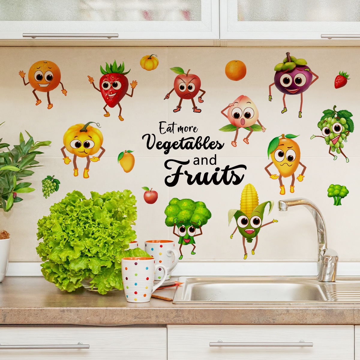 漫画絵文字フルーツウォールステッカー背景家の装飾ウォールステ - Home Decor Emoji のレビューと価格