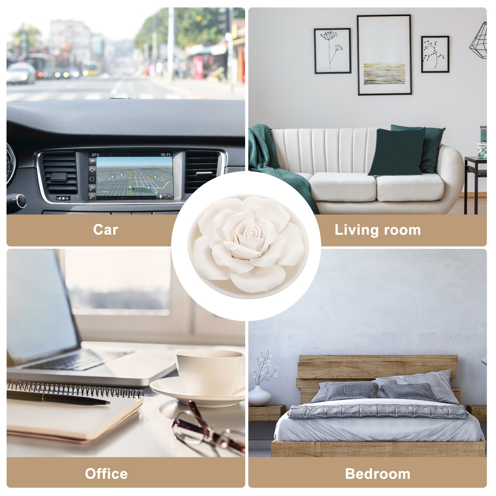 ポータブルエッセンシャルオイルディフューザーストーンフラワー - Home Decor Essentials のレビューと価格