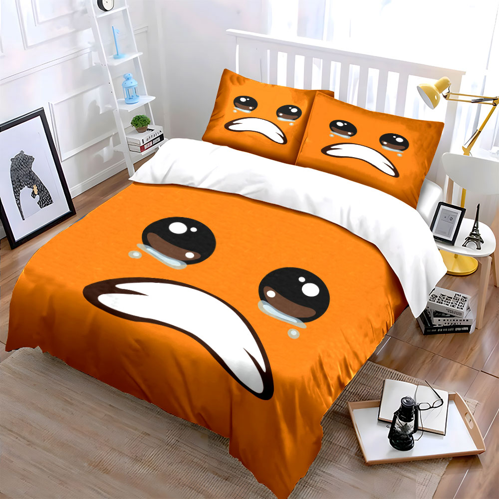 かわいい泣いているオレンジの顔の絵文字 3 ピース寝具セット - Home Decor Emoji のレビューと価格