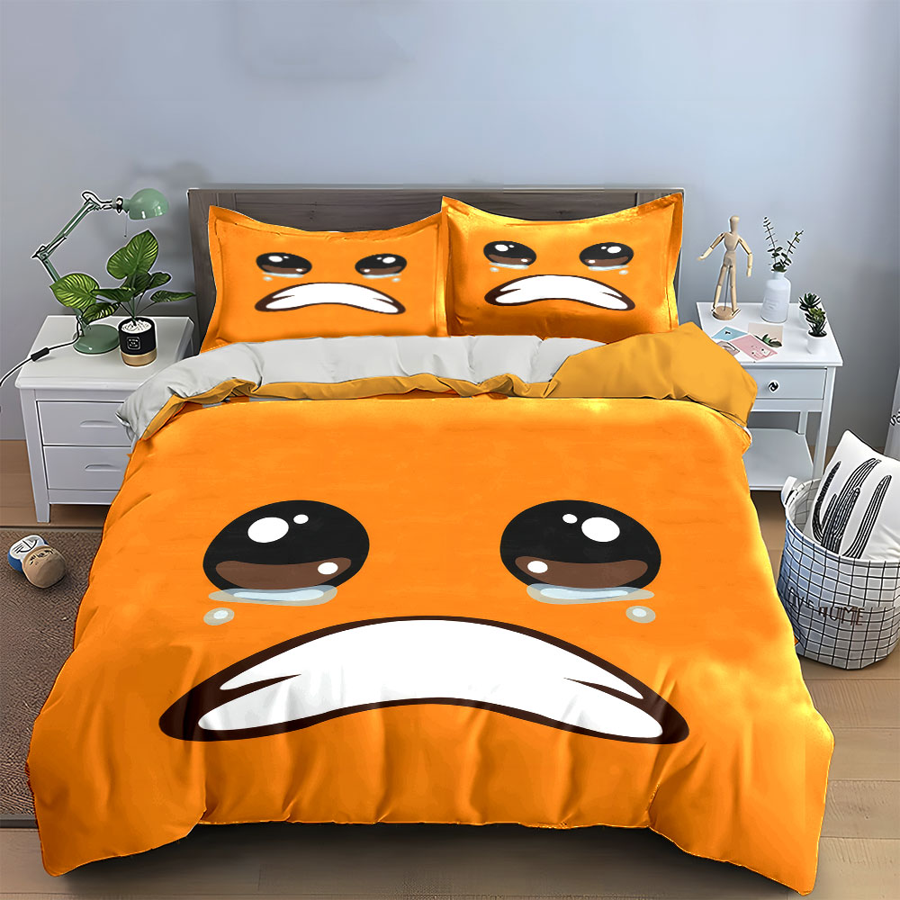 かわいい泣いているオレンジの顔の絵文字 3 ピース寝具セット - Home Decor Emoji のレビューと価格
