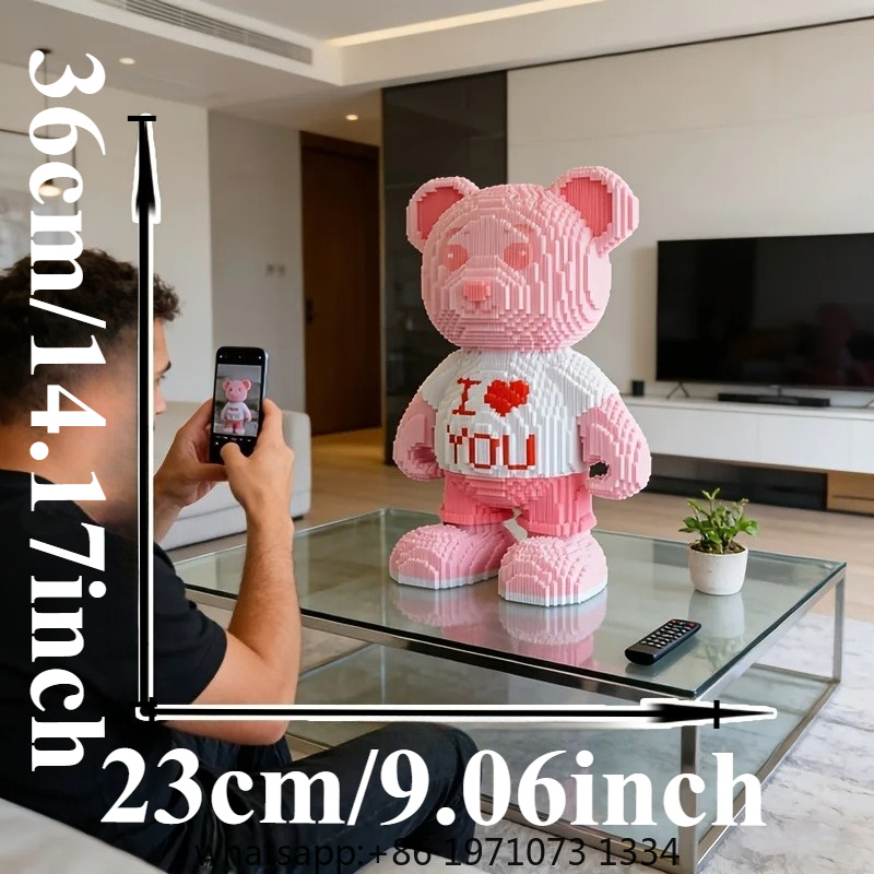 ピンクハートベア3Dパズルマイクロブロックオーナメント、お部 - Home Decor Handicraft のレビューと価格