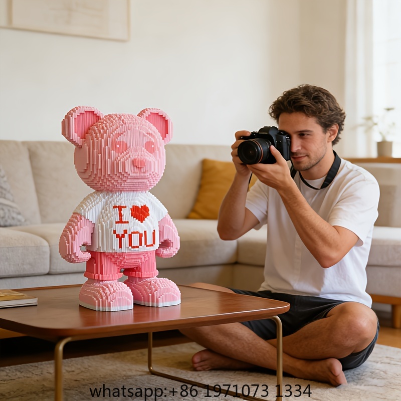 ピンクハートベア3Dパズルマイクロブロックオーナメント、お部 - Home Decor Handicraft のレビューと価格