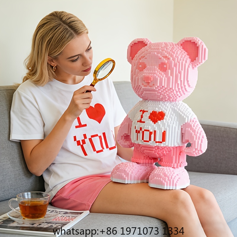 ピンクハートベア3Dパズルマイクロブロックオーナメント、お部 - Home Decor Handicraft のレビューと価格