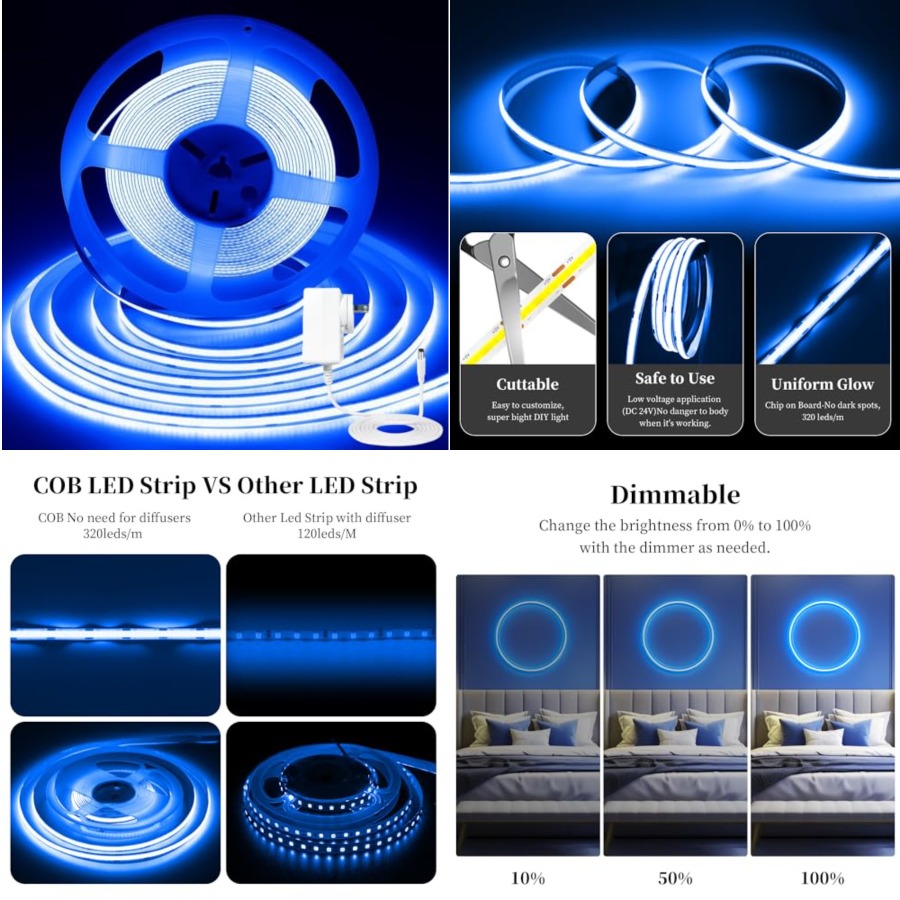32.8フィート/10メートル COB LEDライトストリッ - Led Strip Lights のレビューと価格