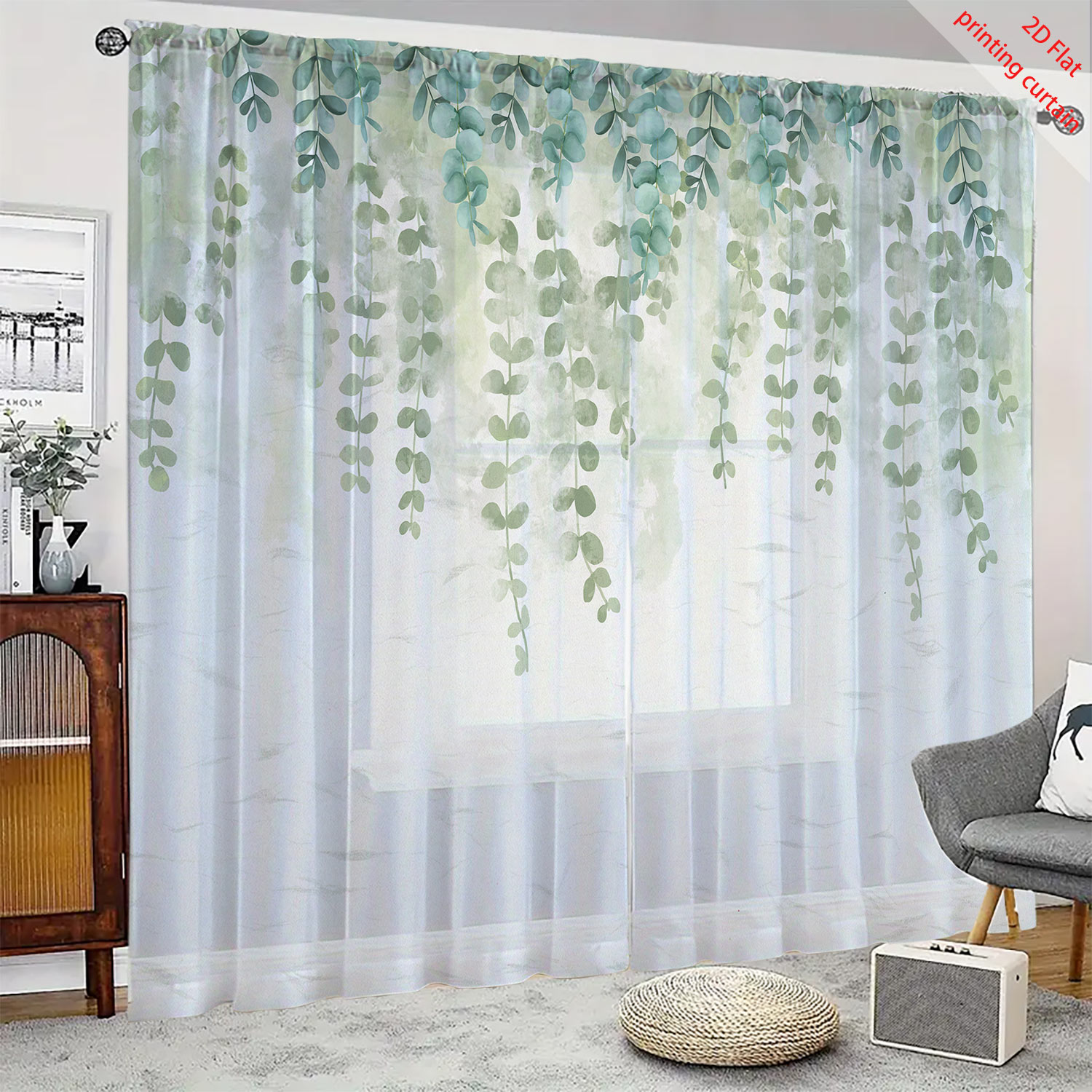 植物、花、鳥の模様がプリントされた透明なガーゼカーテン、家庭 - Home Decor Youtube のレビューと価格