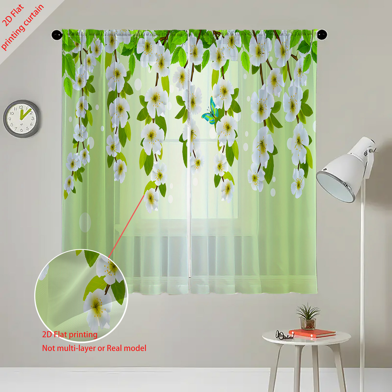 植物、花、鳥の模様がプリントされた透明なガーゼカーテン、家庭 - Home Decor Youtube のレビューと価格