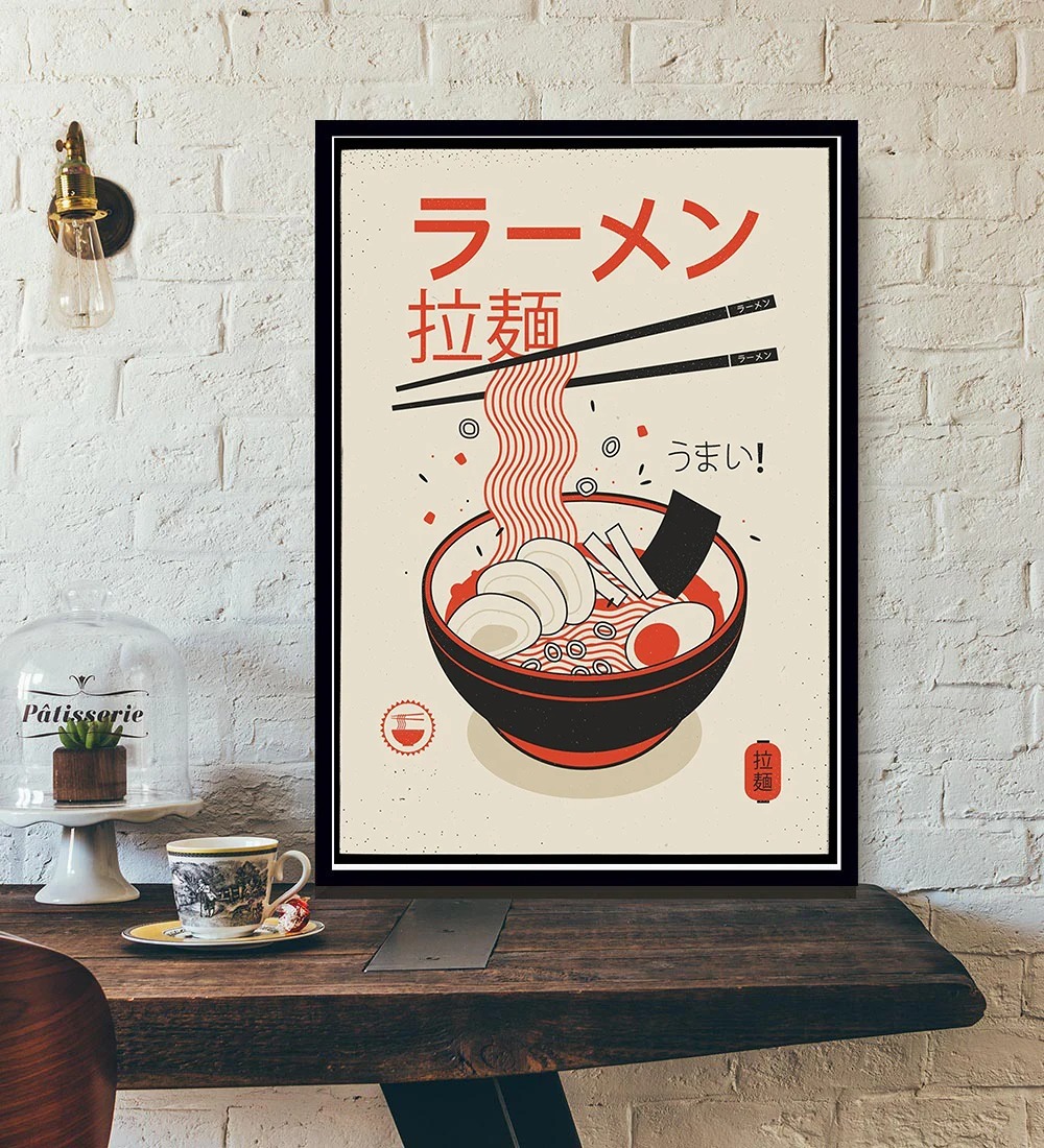 ヴィンテージイラストレーター日本ラーメンアートポスター動物ラ - Home Decor Aesthetic Pinterest のレビューと価格