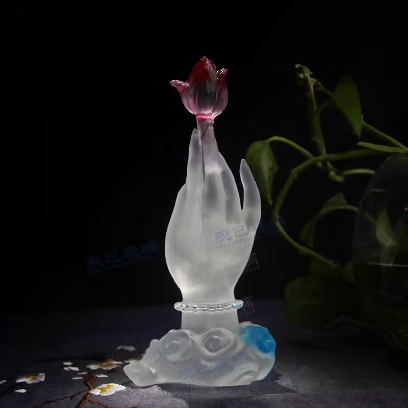 Cz釉薬をかけた仏陀の手蓮飾り - リビングルームの神棚、祭 - Home Decor Handicraft のレビューと価格