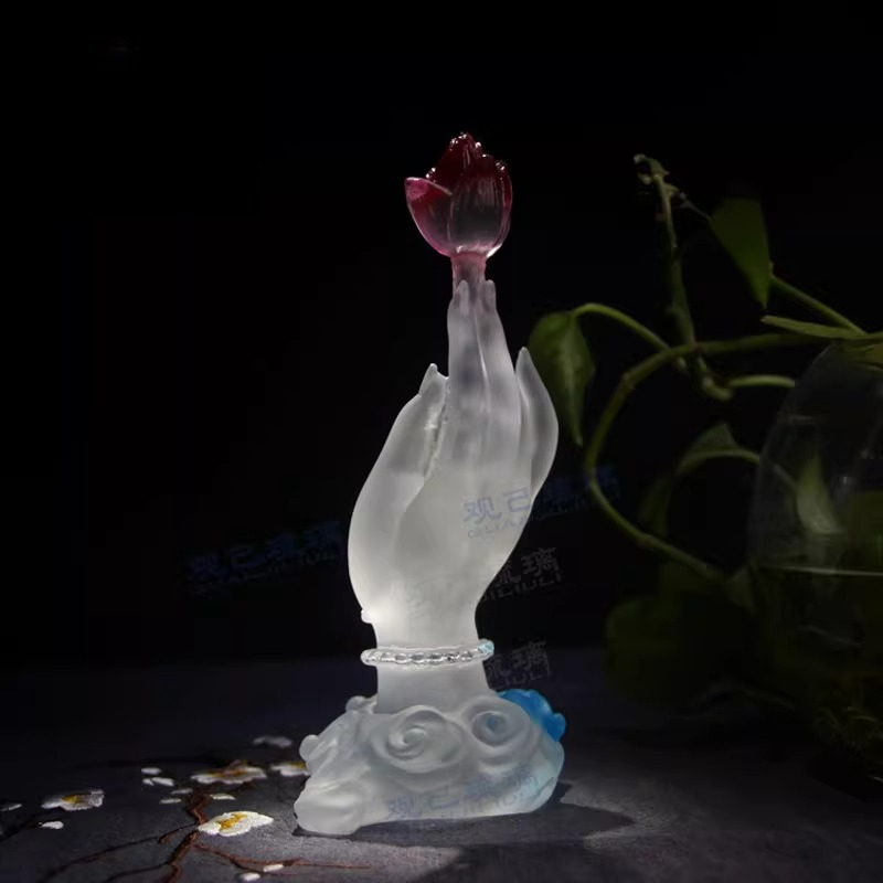 Cz釉薬をかけた仏陀の手蓮飾り - リビングルームの神棚、祭 - Home Decor Handicraft のレビューと価格