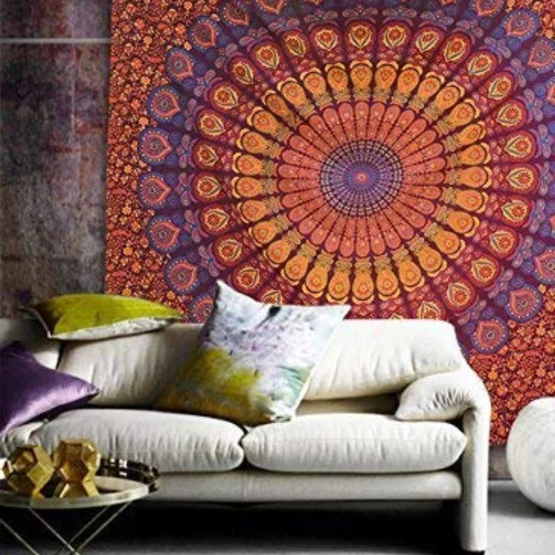 ヒッピー曼荼羅タペストリーインドボヘミアンサイケデリック寝具 - Home Decor Hippie のレビューと価格