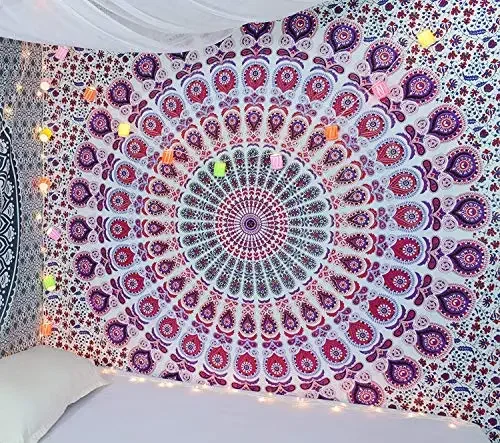 ヒッピー曼荼羅タペストリーインドボヘミアンサイケデリック寝具 - Home Decor Hippie のレビューと価格