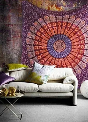 ヒッピー曼荼羅タペストリーインドボヘミアンサイケデリック寝具 - Home Decor Hippie のレビューと価格