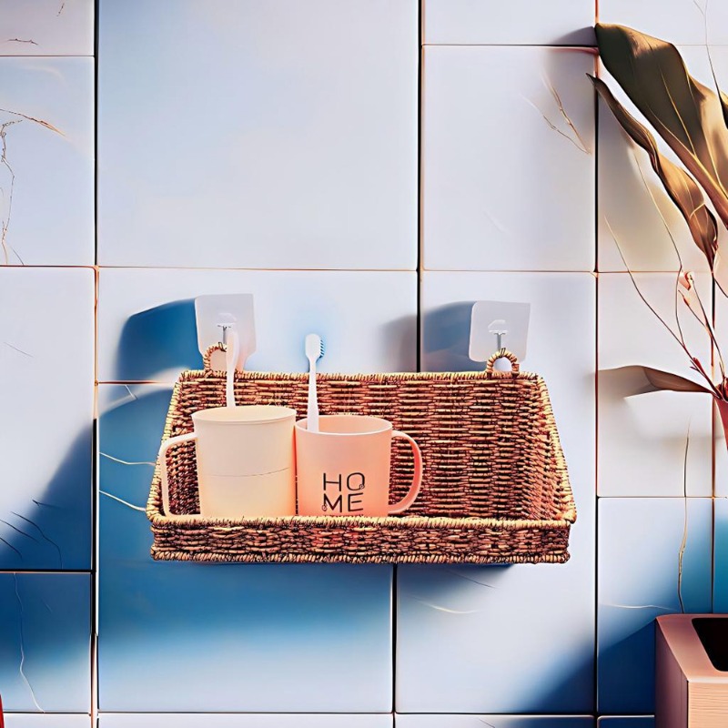 編まれた籐製吊り下げ収納バスケット フック付き 壁掛け式 ハ - Home Decor Hampers のレビューと価格