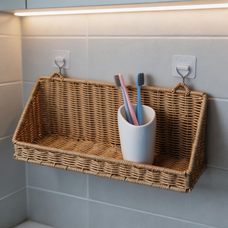 編まれた籐製吊り下げ収納バスケット フック付き 壁掛け式 ハ - Home Decor Hampers のレビューと価格