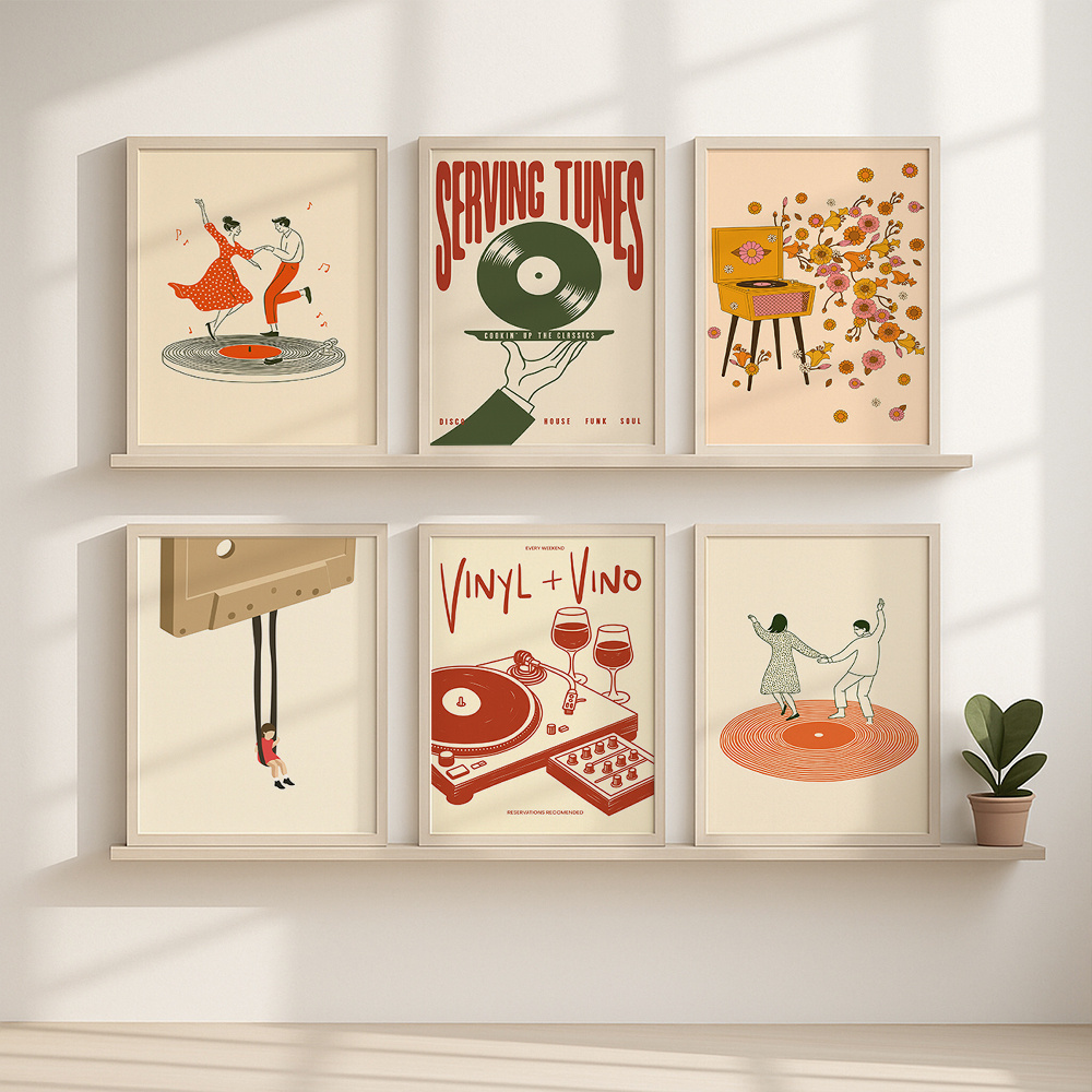 1pc ヴィンテージ音楽キャンバスポスターフレームなしレトロ - Home Decor Youtube のレビューと価格