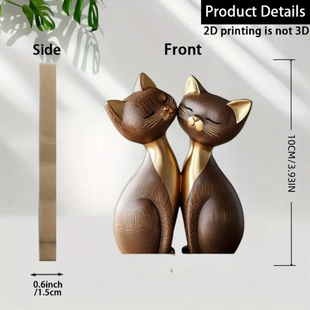 木製子猫カップル彫刻魅力的な 2D フラット猫愛好家ギフトラ - Home Decor Enthusiast のレビューと価格