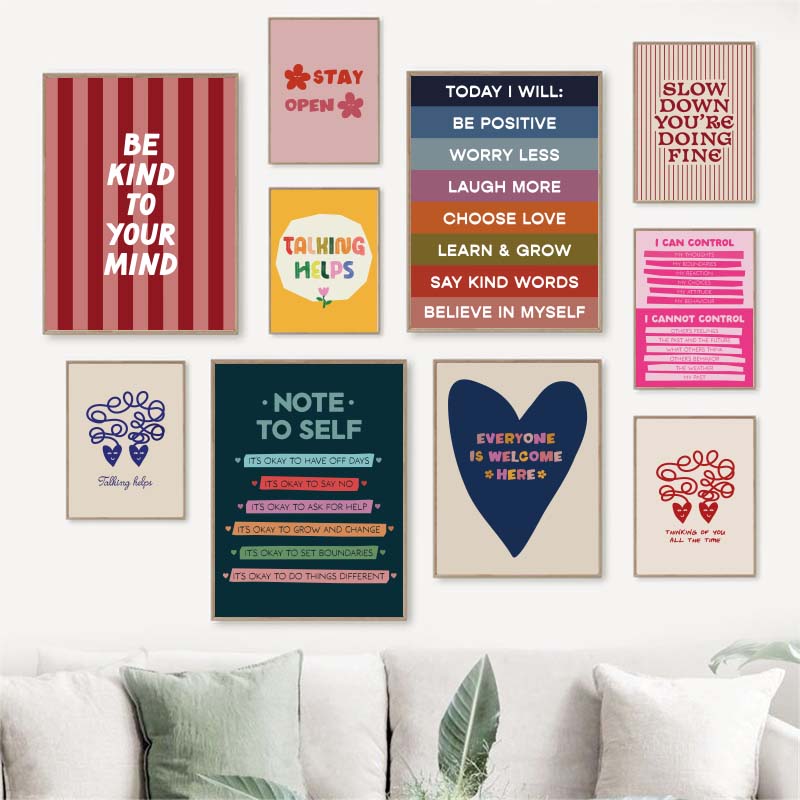 心に優しくしてくださいメンタルヘルス心理学壁アートキャンバス - Home Decor Aesthetic Pinterest のレビューと価格
