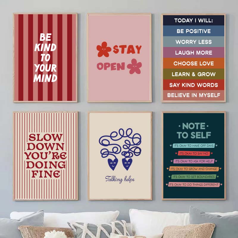 心に優しくしてくださいメンタルヘルス心理学壁アートキャンバス - Home Decor Aesthetic Pinterest のレビューと価格